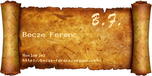 Becze Ferenc névjegykártya